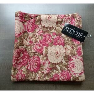 RARE VINTAGE Herman Geist Tablecloth Mauve Pink Green 46x46 New Tags 100% Rayon